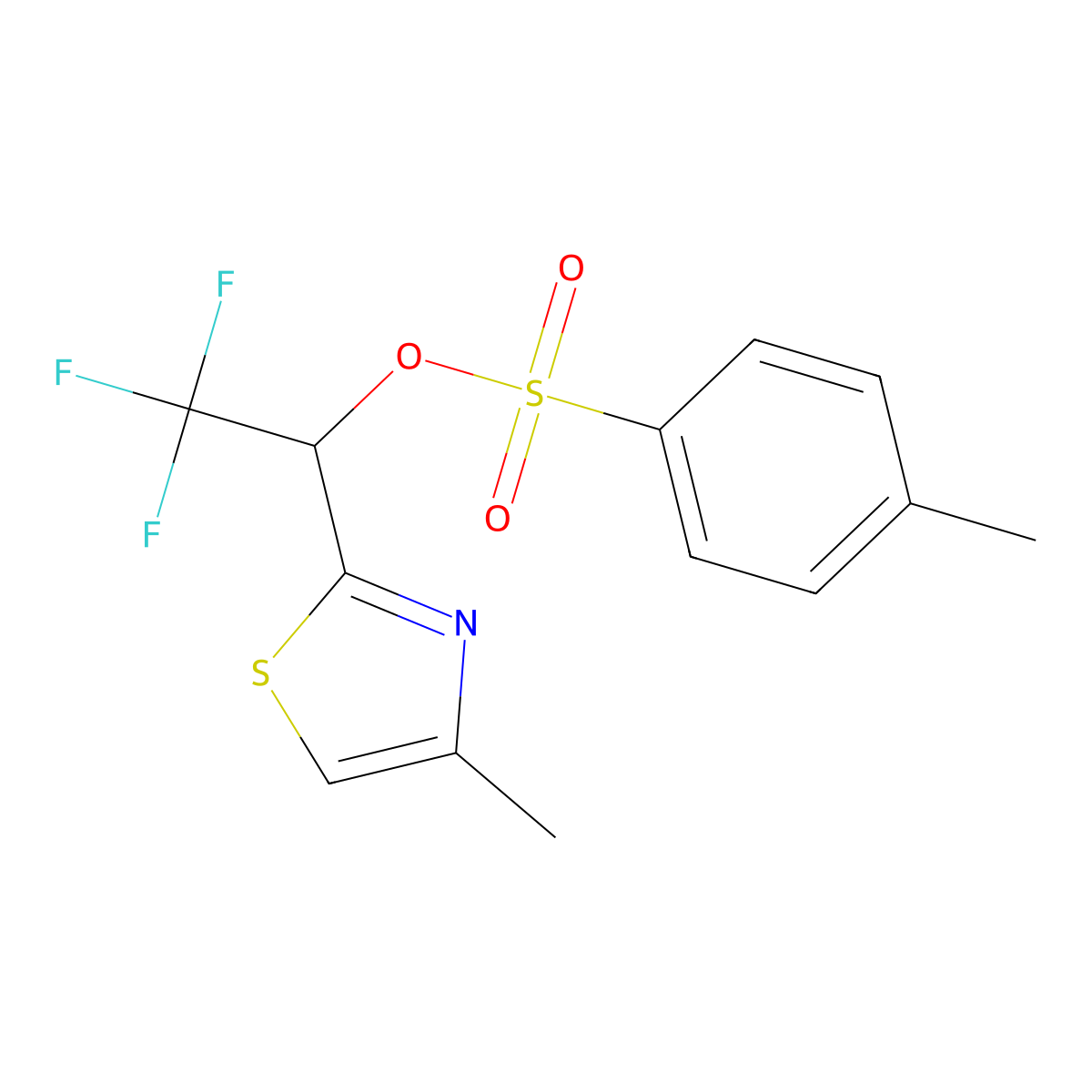 2,2,2-Trifluoro-1-(4-methyl-1,3-thiazol-2-yl)ethyl 4-methylbenzene-1-sulfonate molecular structure, CAS 1375471-76-3
