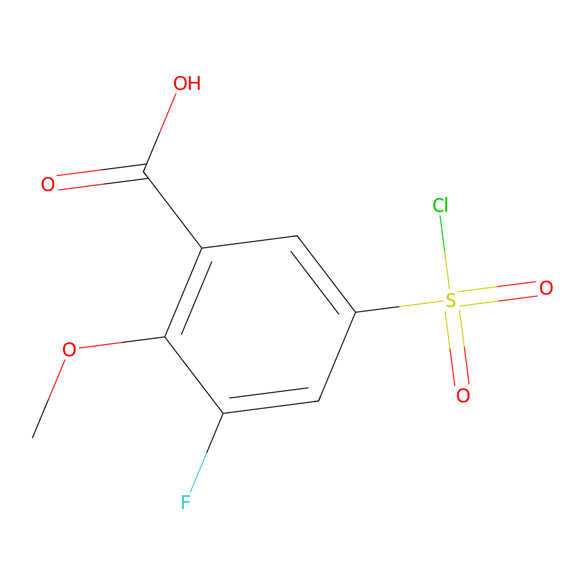 5-(Chlorosulfonyl)-3-fluoro-2-methoxybenzoic acid molecular structure, CAS 1375471-82-1