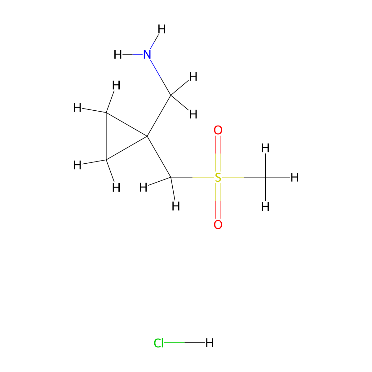 [1-(Methanesulfonylmethyl)cyclopropyl]methanamine hydrochloride molecular structure, CAS 1375471-96-7