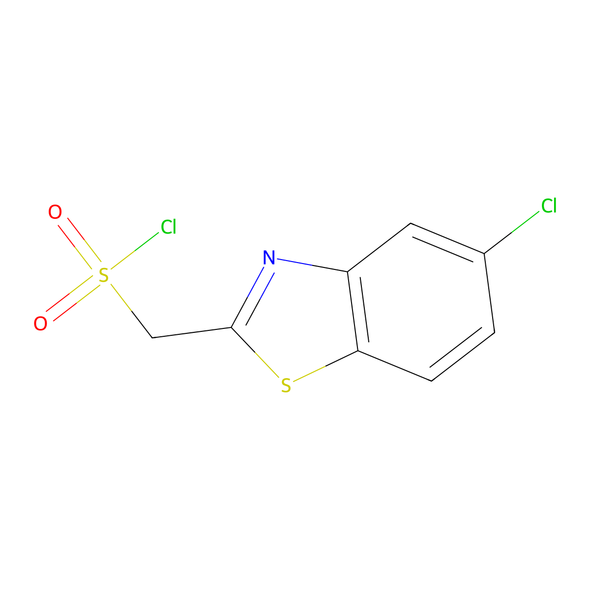 (5-Chloro-1,3-benzothiazol-2-yl)methanesulfonyl chloride molecular structure, CAS 1375471-97-8