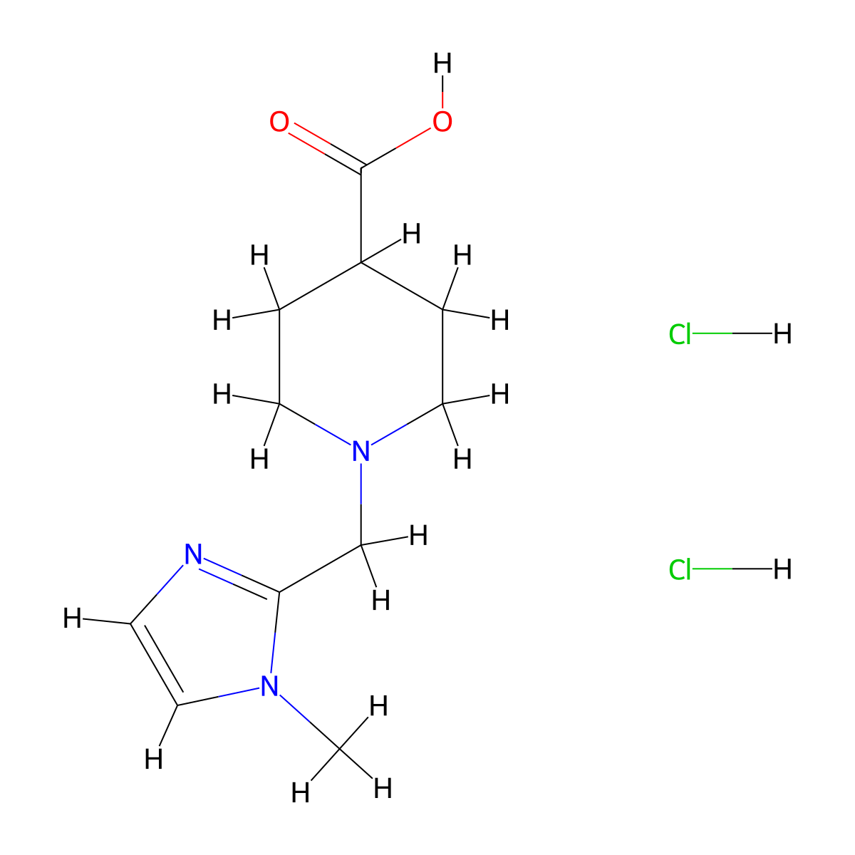 1-[(1-methyl-1H-imidazol-2-yl)methyl]piperidine-4-carboxylic acid dihydrochloride molecular structure, CAS 1375471-99-0