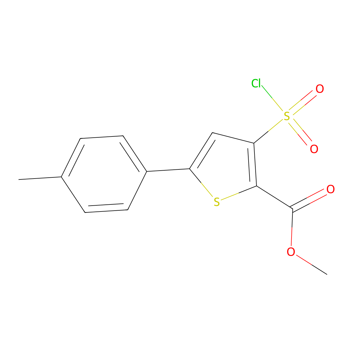 Methyl 3-(chlorosulfonyl)-5-(4-methylphenyl)thiophene-2-carboxylate molecular structure, CAS 1375472-03-9
