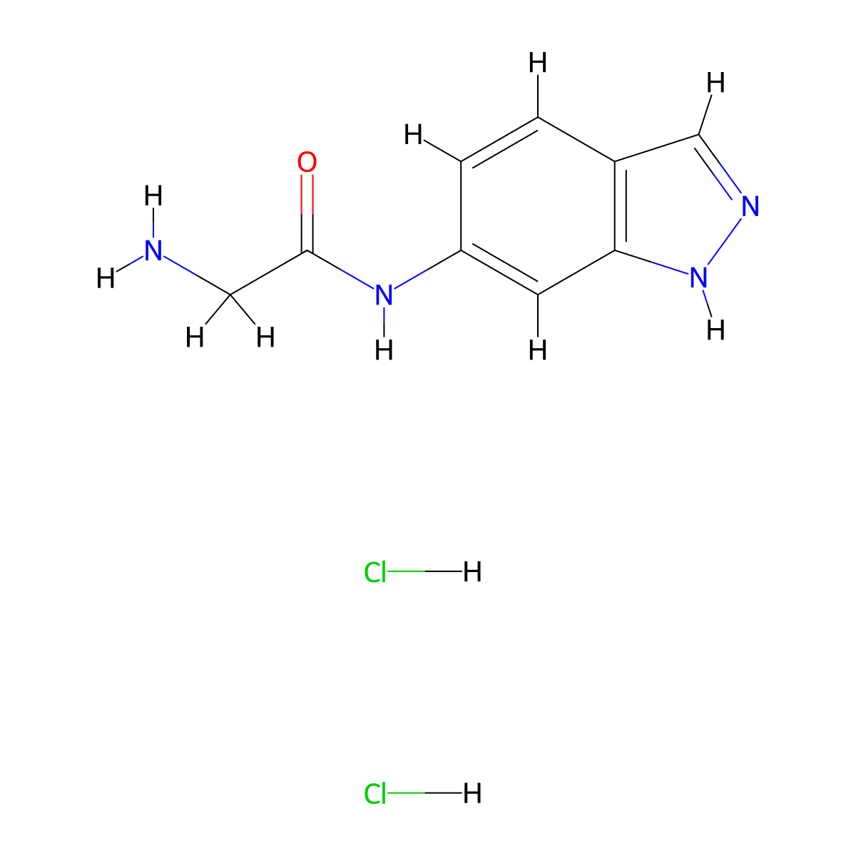 2-amino-N-(2H-indazol-6-yl)acetamide dihydrochloride molecular structure, CAS 1375472-12-0