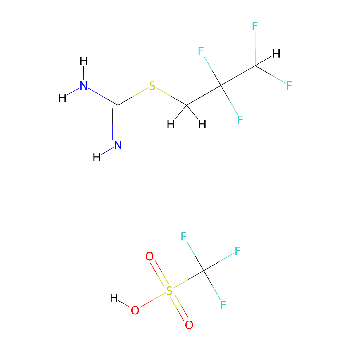 [(2,2,3,3-Tetrafluoropropyl)sulfanyl]methanimidamide; trifluoromethanesulfonic acid molecular structure, CAS 1375472-15-3