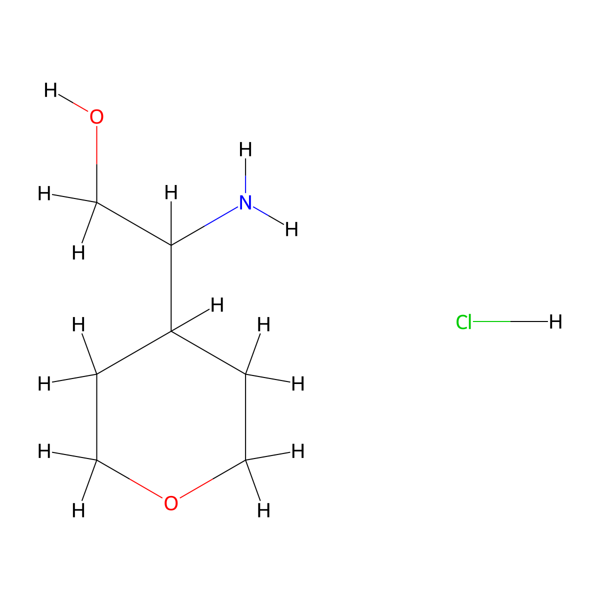 2-Amino-2-(oxan-4-yl)ethan-1-ol hydrochloride molecular structure, CAS 1375472-26-6