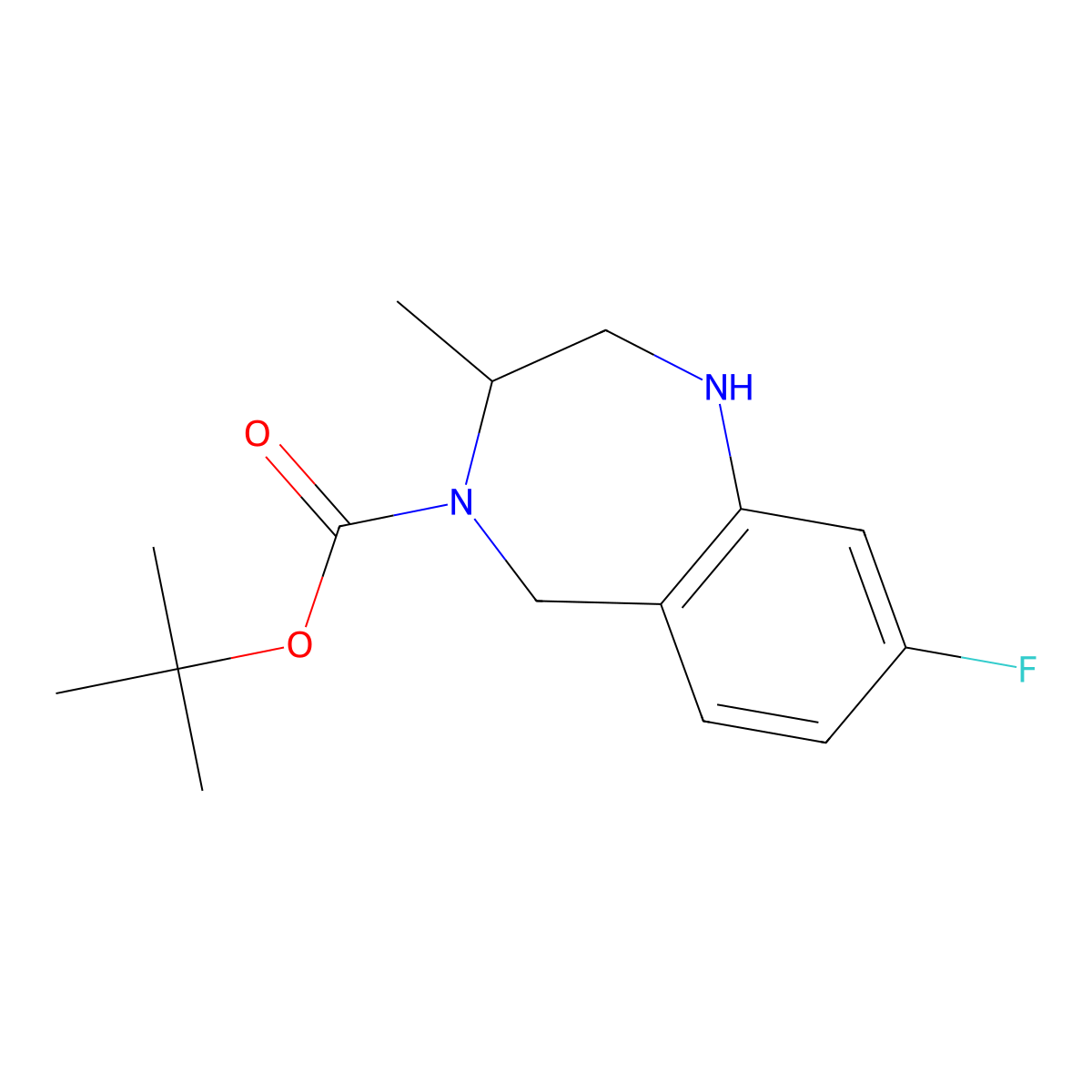 tert-butyl 8-fluoro-3-methyl-2,3,4,5-tetrahydro-1H-1,4-benzodiazepine-4-carboxylate molecular structure, CAS 1375472-29-9