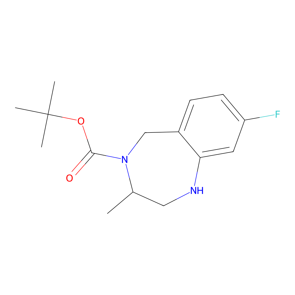 tert-butyl 8-fluoro-3-methyl-2,3,4,5-tetrahydro-1H-1,4-benzodiazepine-4-carboxylate molecular structure, CAS 1375472-29-9