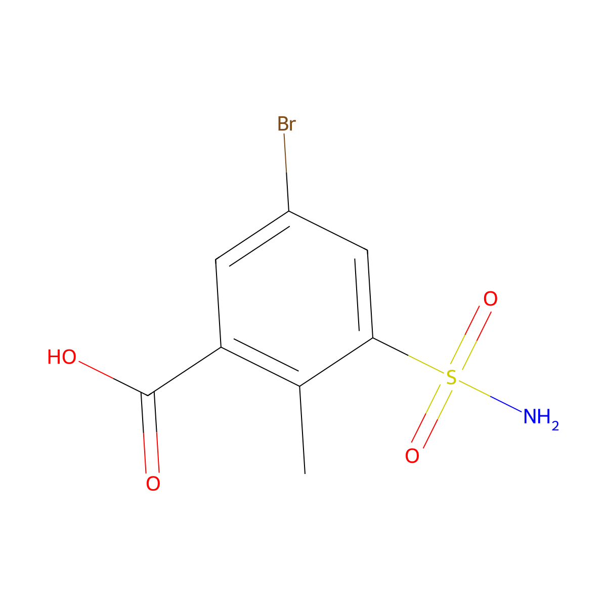 5-Bromo-2-methyl-3-sulfamoylbenzoic acid molecular structure, CAS 1375472-31-3