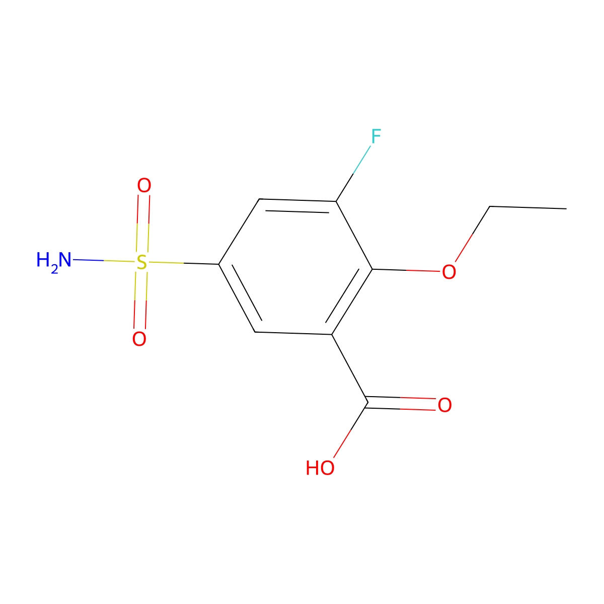 2-Ethoxy-3-fluoro-5-sulfamoylbenzoic acid molecular structure, CAS 1375472-39-1