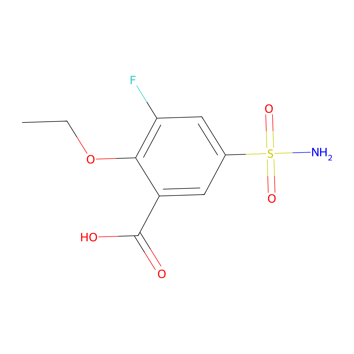 2-Ethoxy-3-fluoro-5-sulfamoylbenzoic acid molecular structure, CAS 1375472-39-1