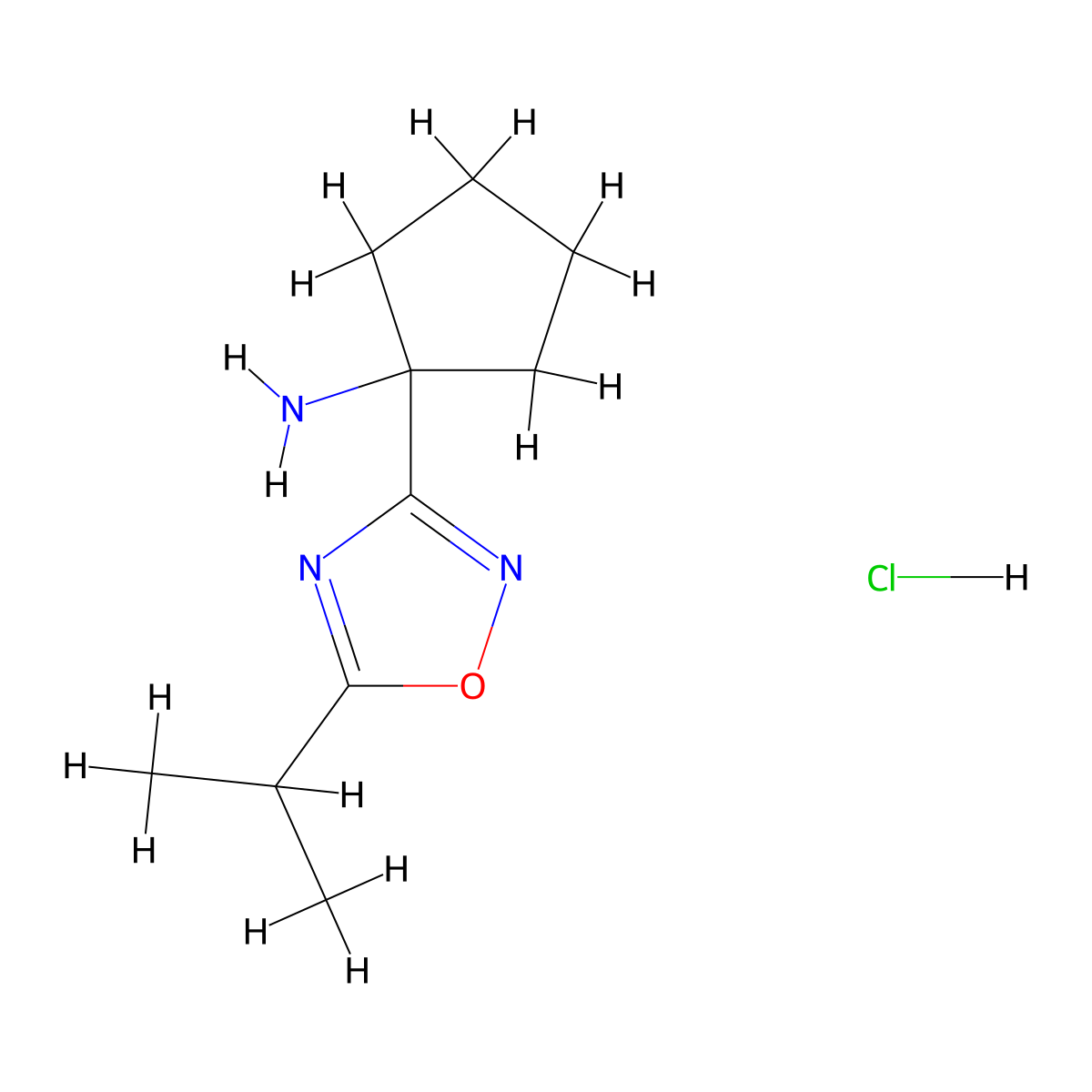 1-(5-(Propan-2-yl)-1,2,4-oxadiazol-3-yl)cyclopentan-1-amine hydrochloride molecular structure, CAS 1375472-41-5