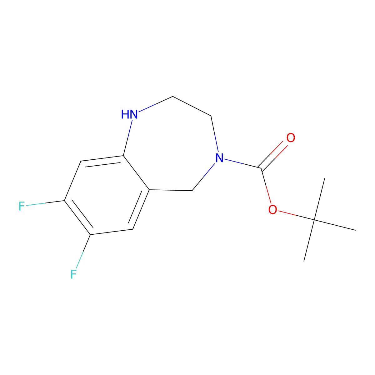 tert-butyl 7,8-difluoro-2,3,4,5-tetrahydro-1H-1,4-benzodiazepine-4-carboxylate molecular structure, CAS 1375472-42-6