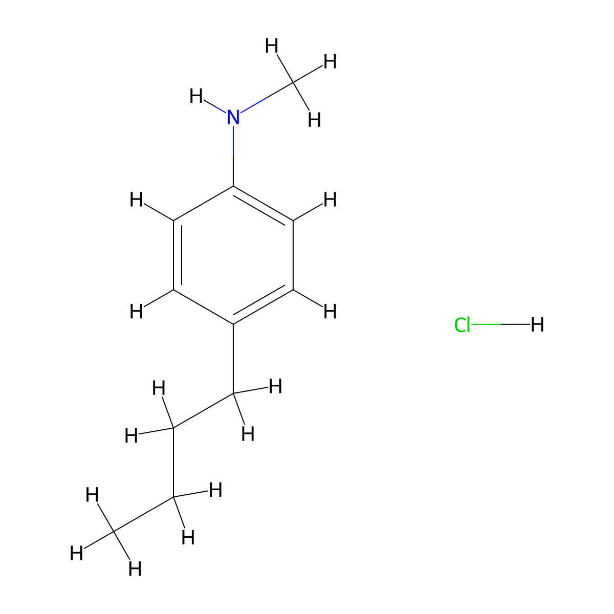 4-butyl-N-methylaniline hydrochloride molecular structure, CAS 1375472-43-7