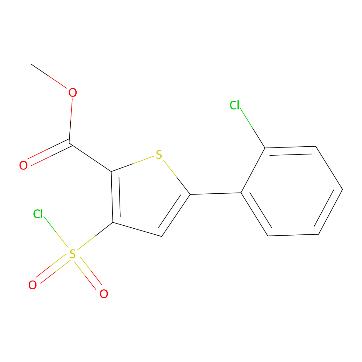 Methyl 5-(2-chlorophenyl)-3-(chlorosulfonyl)thiophene-2-carboxylate molecular structure, CAS 1375472-57-3