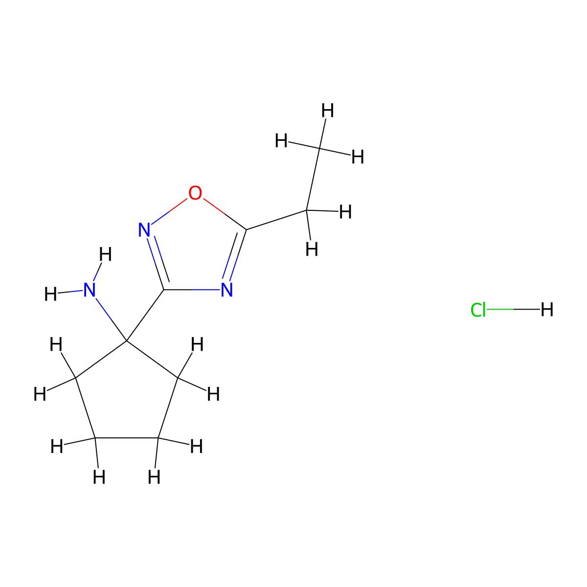 1-(5-Ethyl-1,2,4-oxadiazol-3-yl)cyclopentan-1-amine hydrochloride molecular structure, CAS 1375472-78-8