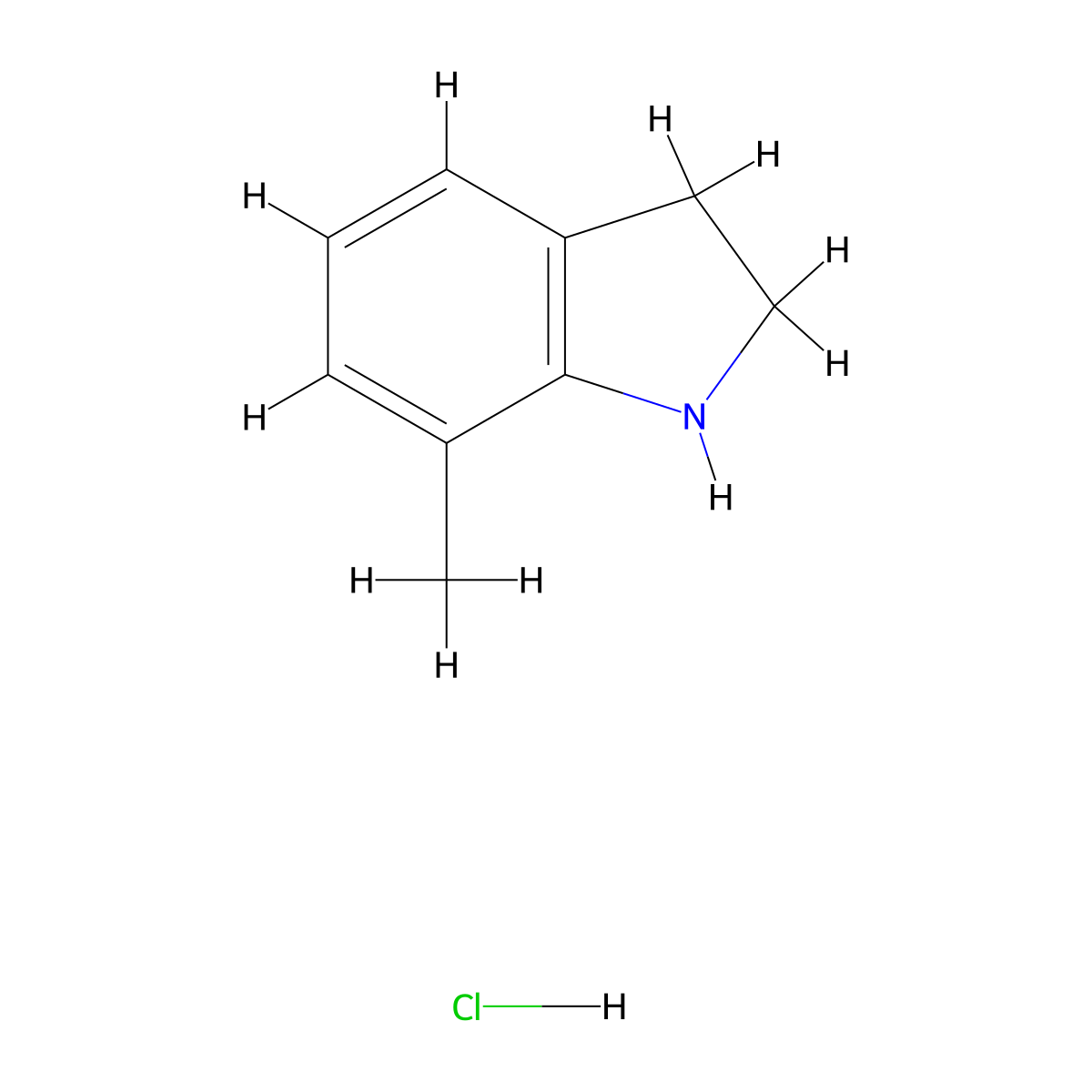 7-methyl-2,3-dihydro-1H-indole hydrochloride molecular structure, CAS 1375472-79-9