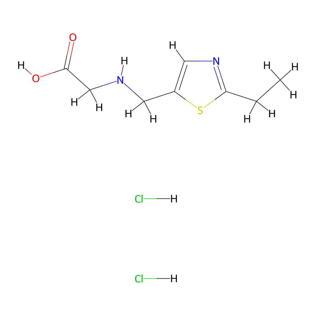 2-{[(2-Ethyl-1,3-thiazol-5-yl)methyl]amino}acetic acid dihydrochloride molecular structure, CAS 1375472-88-0