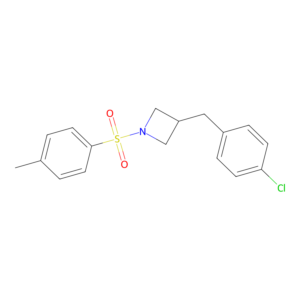 3-[(4-Chlorophenyl)methyl]-1-(4-methylbenzenesulfonyl)azetidine molecular structure, CAS 1375472-94-8