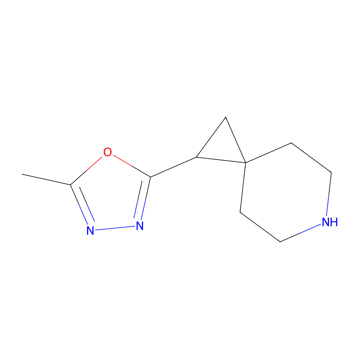 1-(5-Methyl-1,3,4-oxadiazol-2-yl)-6-azaspiro[2.5]octane molecular structure, CAS 1375472-95-9