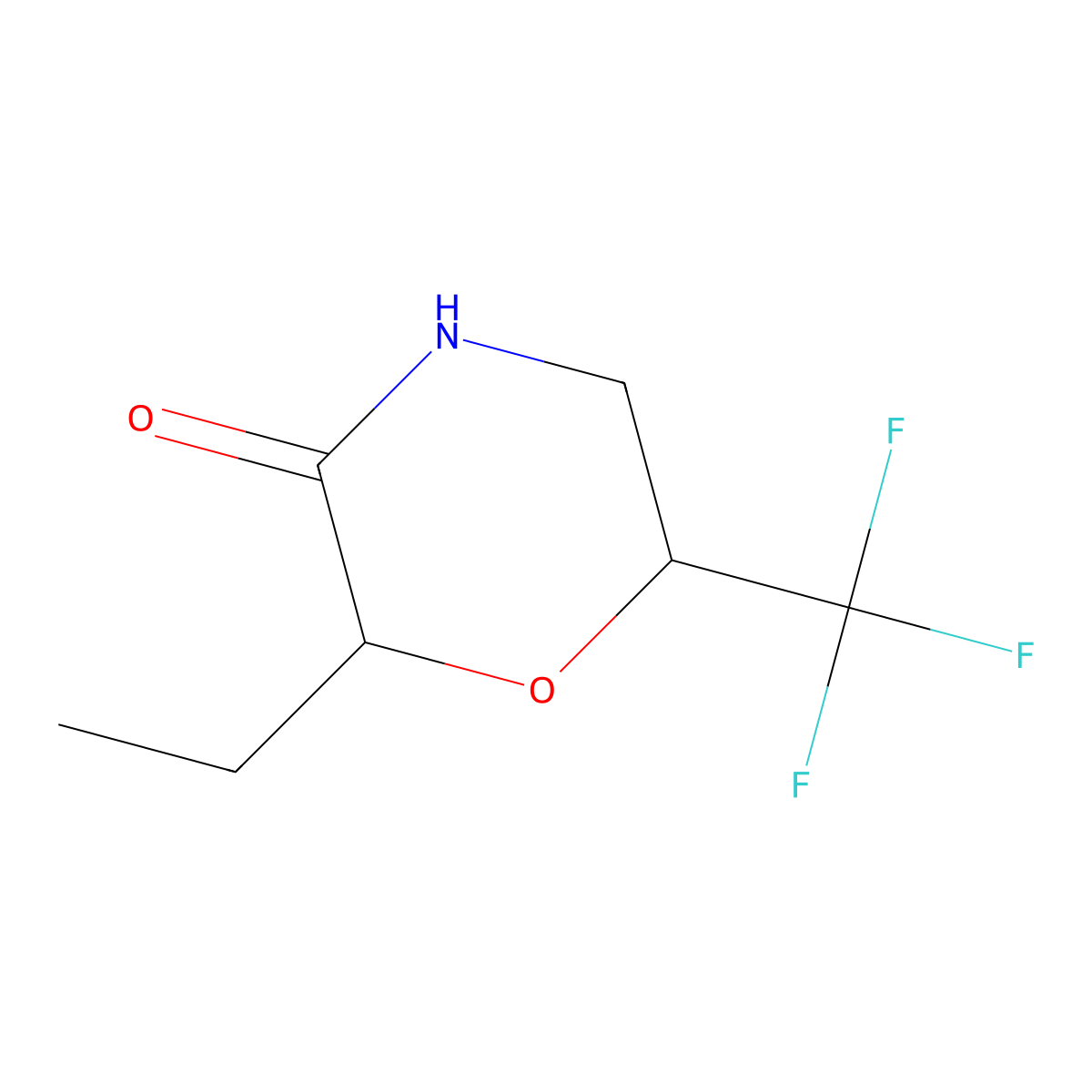2-Ethyl-6-(trifluoromethyl)morpholin-3-one molecular structure, CAS 1375472-97-1