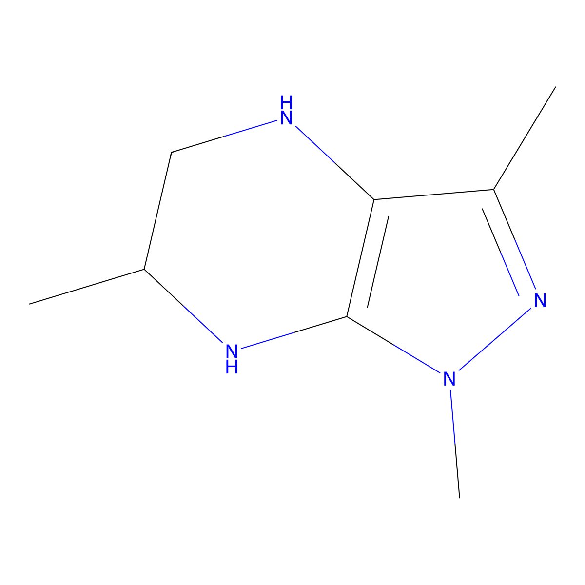 1,3,6-trimethyl-1H,4H,5H,6H,7H-pyrazolo[3,4-b]pyrazine molecular structure, CAS 1375472-98-2