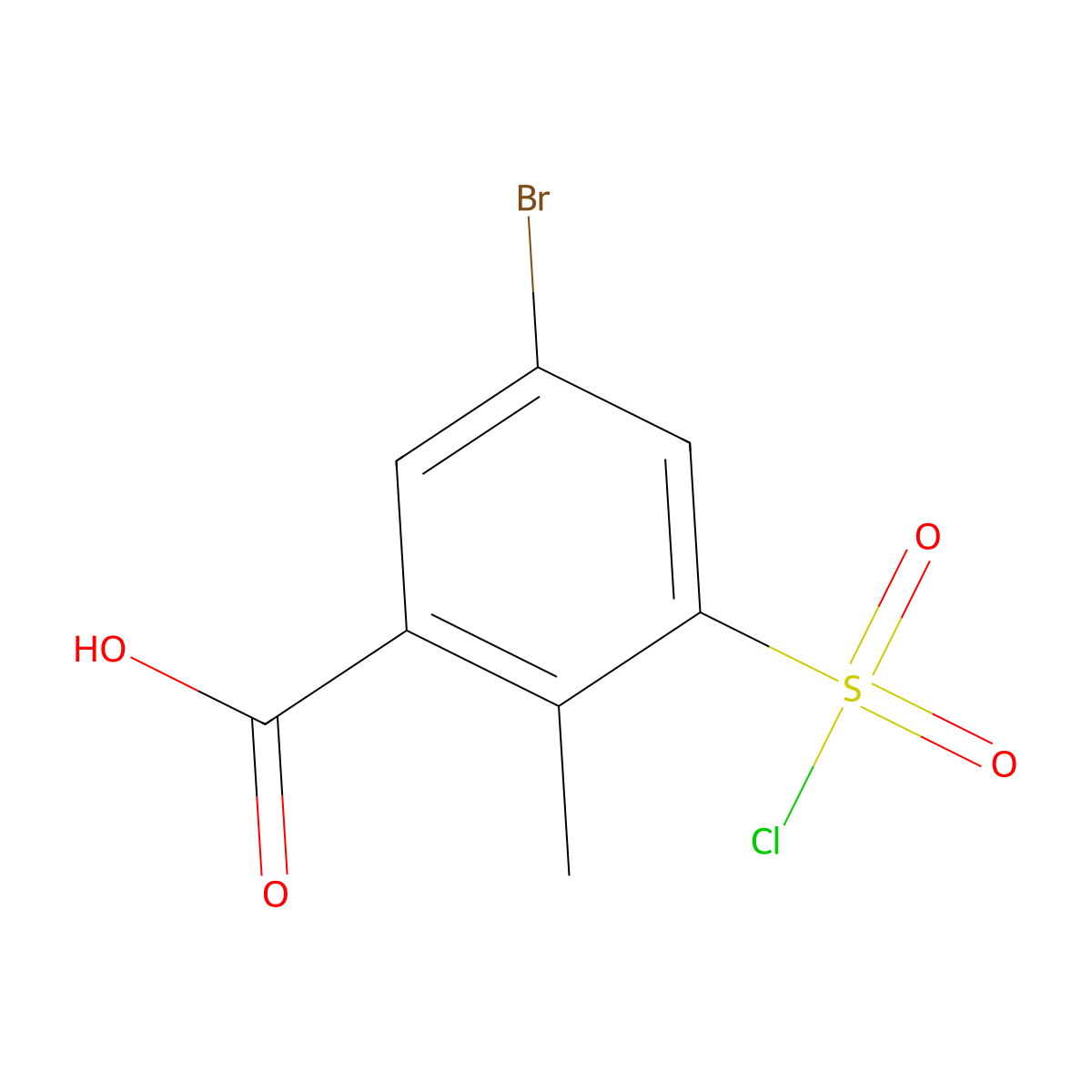5-Bromo-3-(chlorosulfonyl)-2-methylbenzoic acid molecular structure, CAS 1375473-02-1