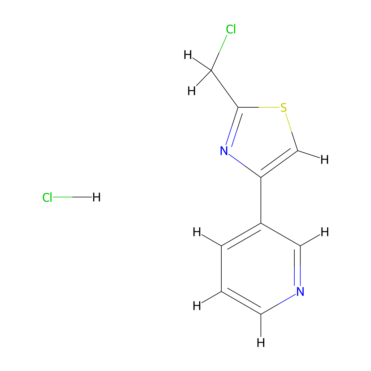 3-[2-(Chloromethyl)-1,3-thiazol-4-yl]pyridine hydrochloride molecular structure, CAS 1375473-04-3