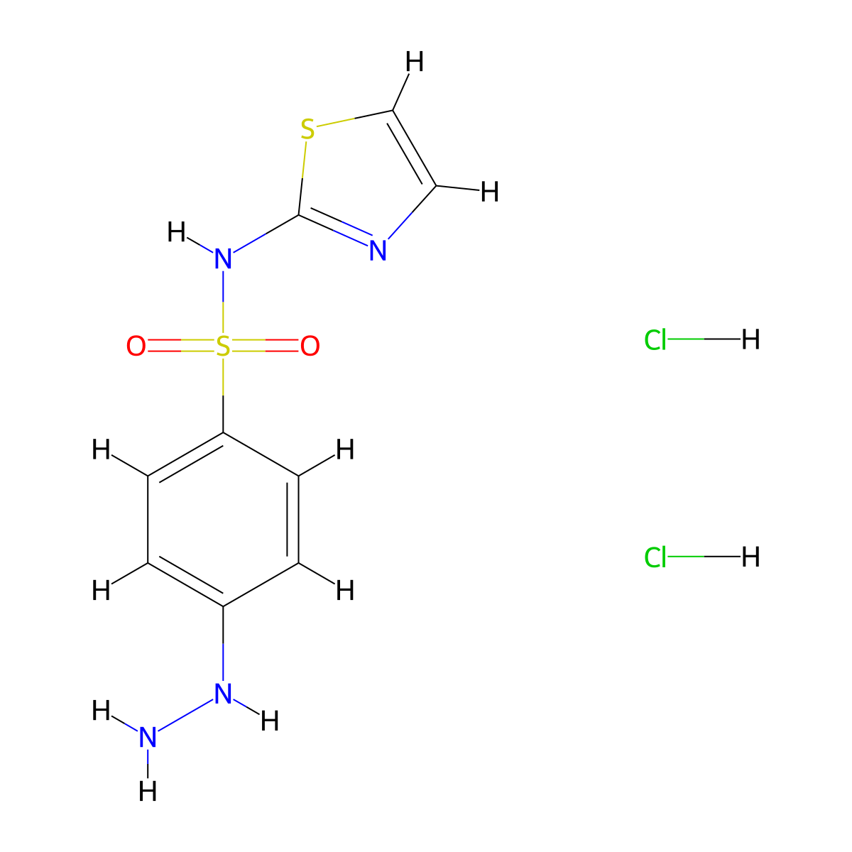 4-hydrazinyl-N-(1,3-thiazol-2-yl)benzene-1-sulfonamide dihydrochloride molecular structure, CAS 1375473-10-1
