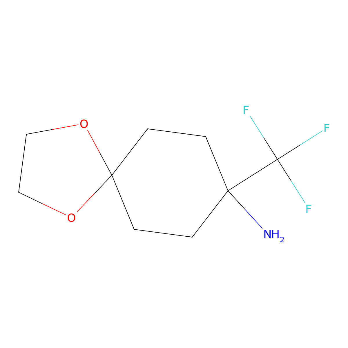 8-(Trifluoromethyl)-1,4-dioxaspiro[4.5]decan-8-amine molecular structure, CAS 1375473-30-5