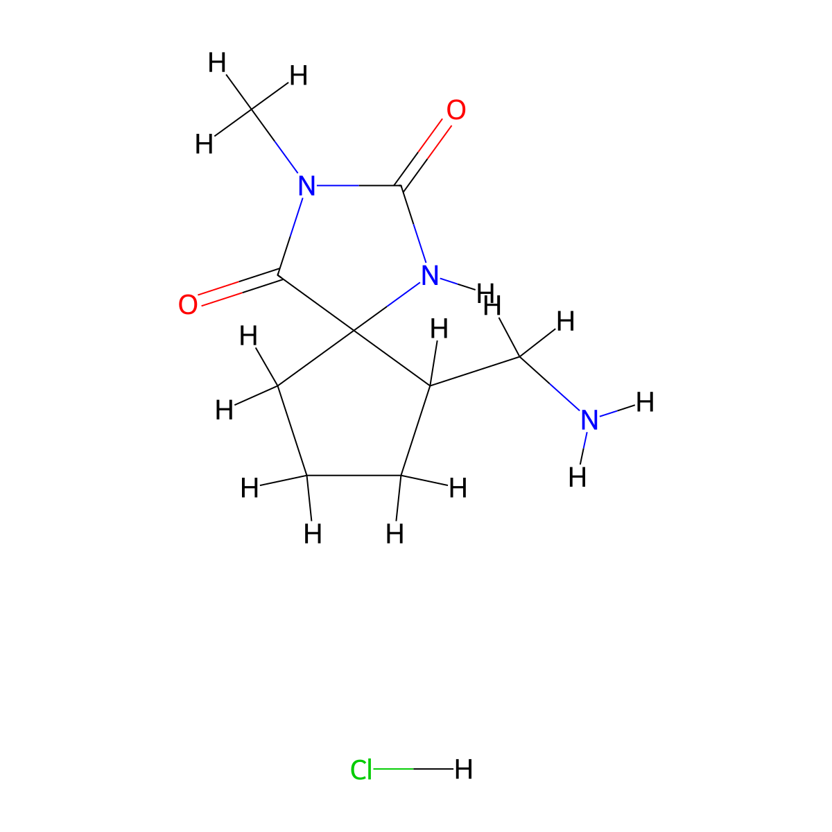 6-(Aminomethyl)-3-methyl-1,3-diazaspiro[4.4]nonane-2,4-dione hydrochloride molecular structure, CAS 1375473-41-8