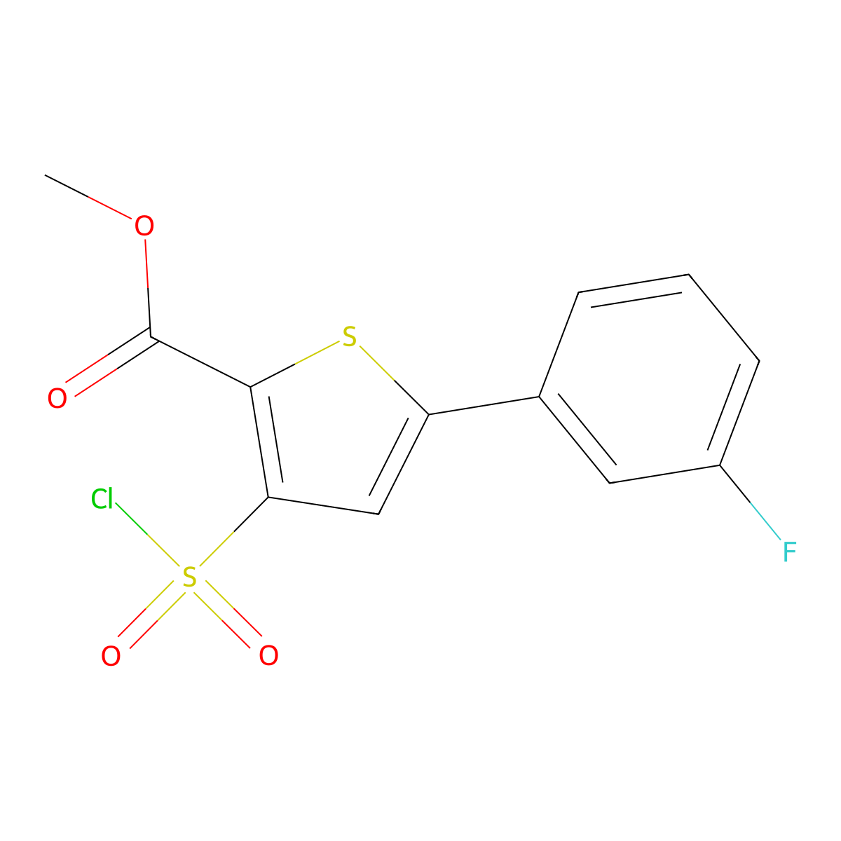 Methyl 3-(chlorosulfonyl)-5-(3-fluorophenyl)thiophene-2-carboxylate molecular structure, CAS 1375473-44-1