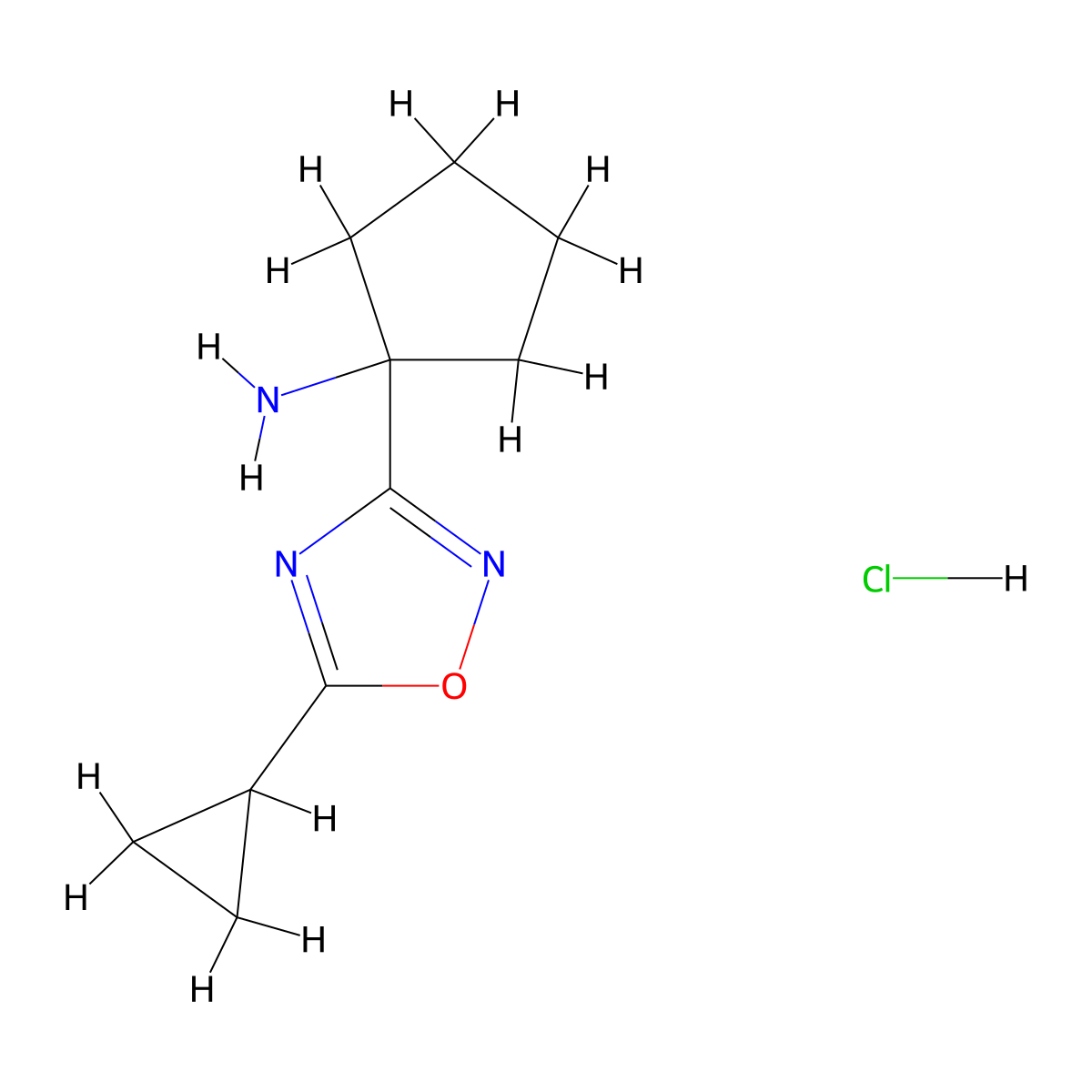 1-(5-Cyclopropyl-1,2,4-oxadiazol-3-yl)cyclopentan-1-amine hydrochloride molecular structure, CAS 1375473-49-6