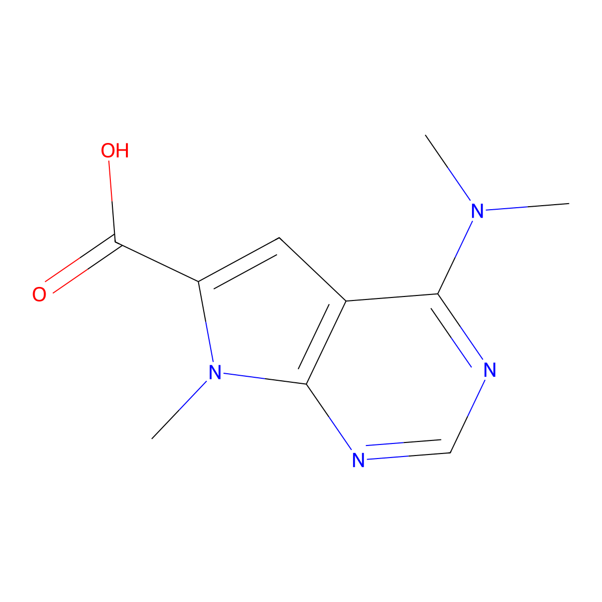 4-(dimethylamino)-7-methyl-7H-pyrrolo[2,3-d]pyrimidine-6-carboxylic acid molecular structure, CAS 1375473-52-1