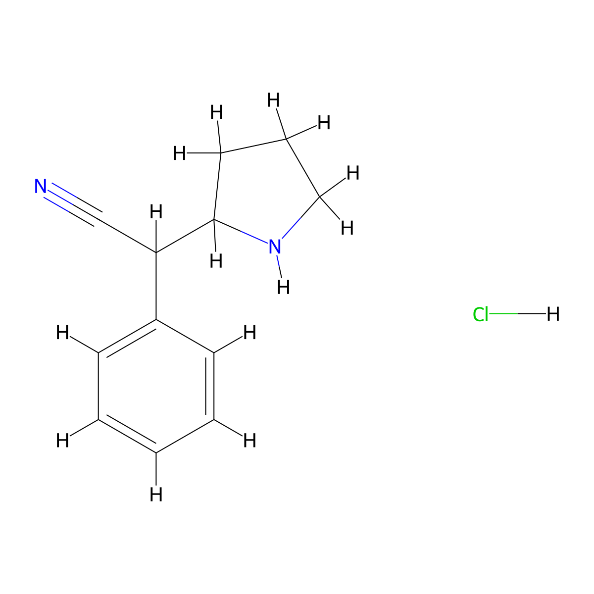 2-Phenyl-2-(pyrrolidin-2-yl)acetonitrile hydrochloride molecular structure, CAS 1375473-53-2