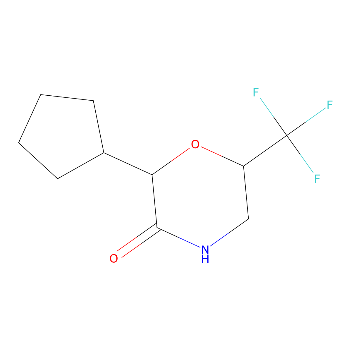 2-Cyclopentyl-6-(trifluoromethyl)morpholin-3-one molecular structure, CAS 1375473-54-3