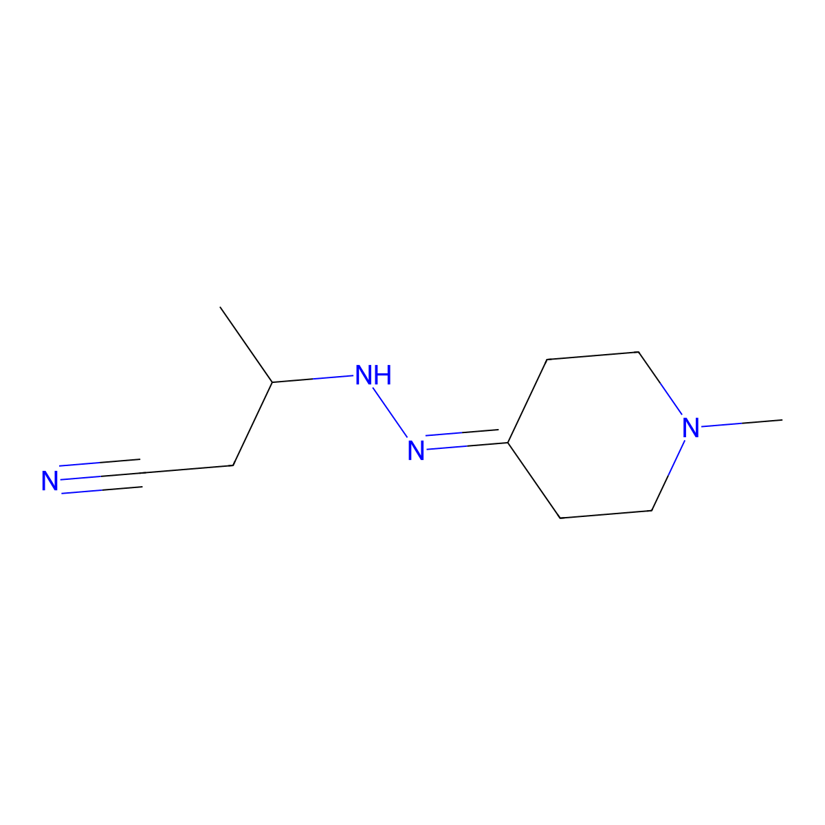 3-[2-(1-Methylpiperidin-4-ylidene)hydrazin-1-yl]butanenitrile molecular structure, CAS 1375473-64-5