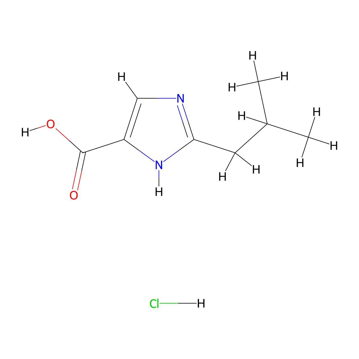 2-(2-methylpropyl)-1H-imidazole-4-carboxylic acid hydrochloride molecular structure, CAS 1375473-67-8