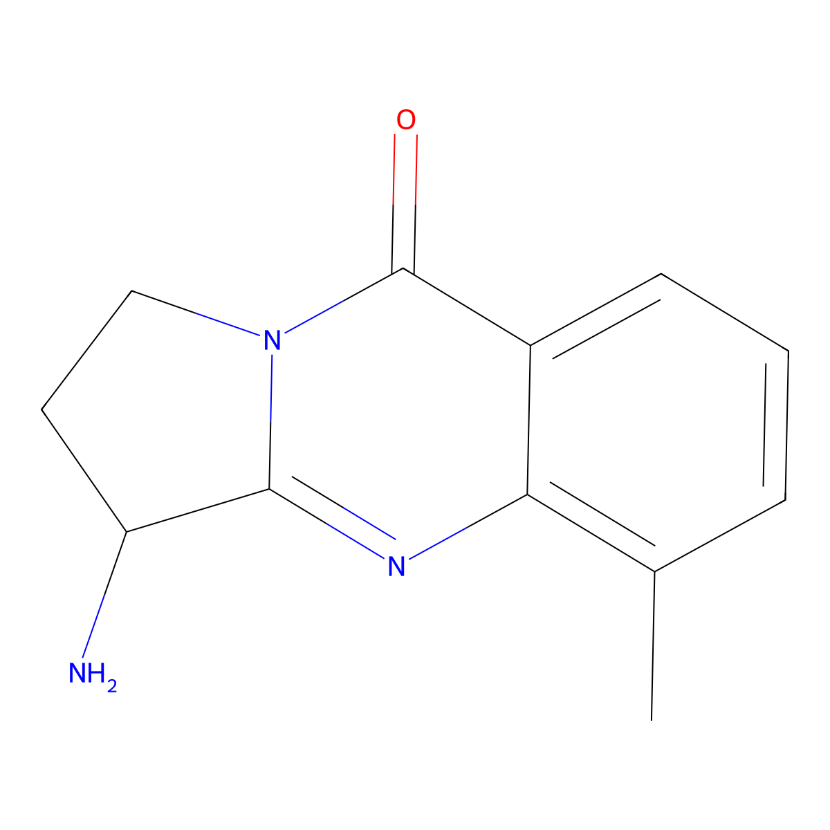 3-amino-5-methyl-1H,2H,3H,9H-pyrrolo[2,1-b]quinazolin-9-one molecular structure, CAS 1375473-76-9