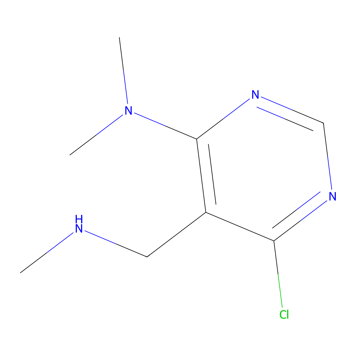 6-chloro-N,N-dimethyl-5-[(methylamino)methyl]pyrimidin-4-amine molecular structure, CAS 1375473-77-0