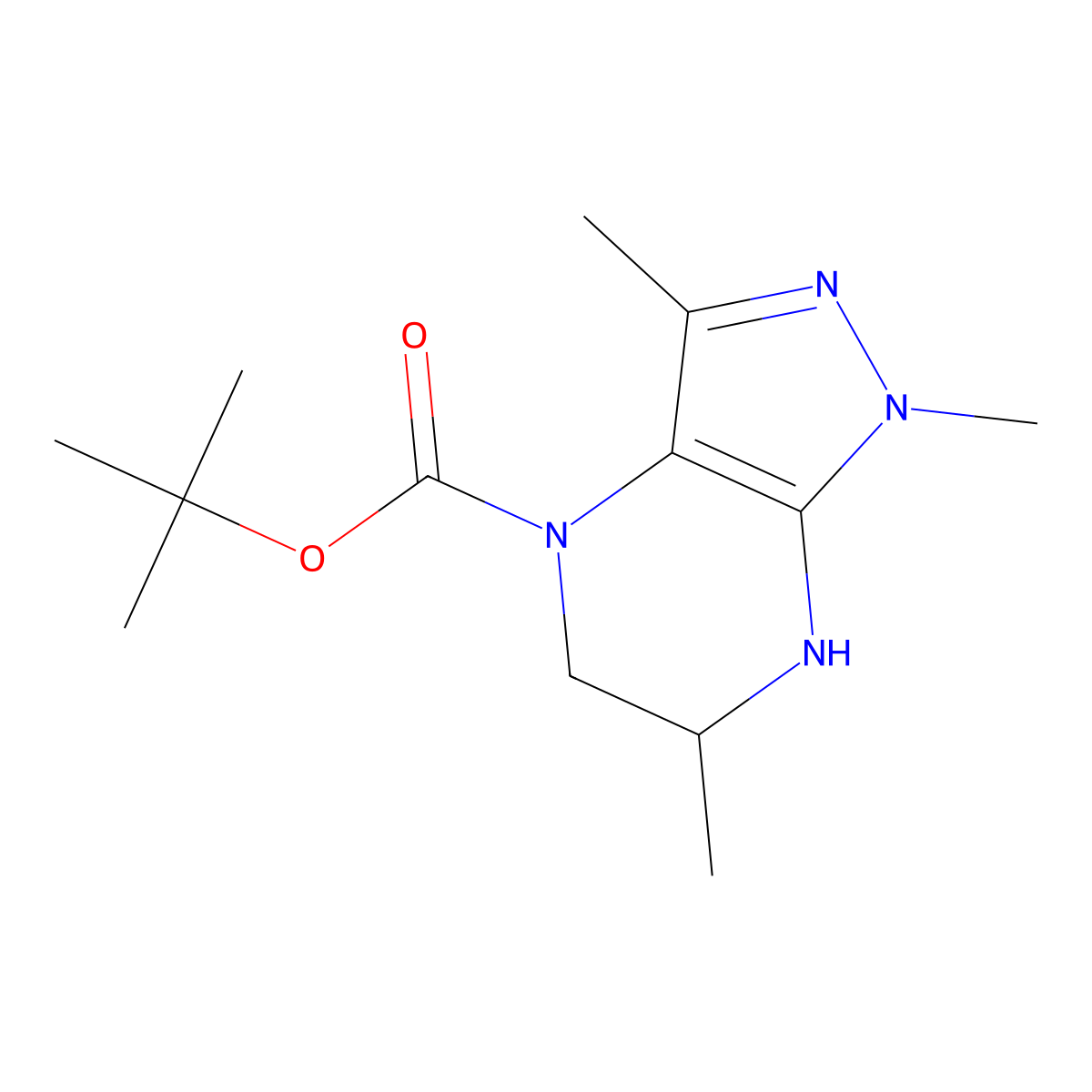 tert-butyl 1,3,6-trimethyl-1H,4H,5H,6H,7H-pyrazolo[3,4-b]pyrazine-4-carboxylate molecular structure, CAS 1375473-79-2