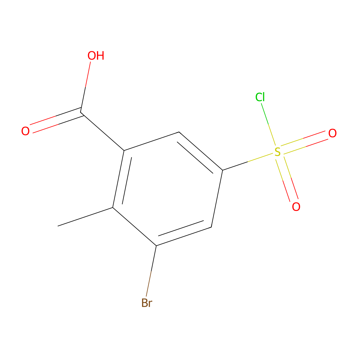 3-Bromo-5-(chlorosulfonyl)-2-methylbenzoic acid molecular structure, CAS 1375473-88-3