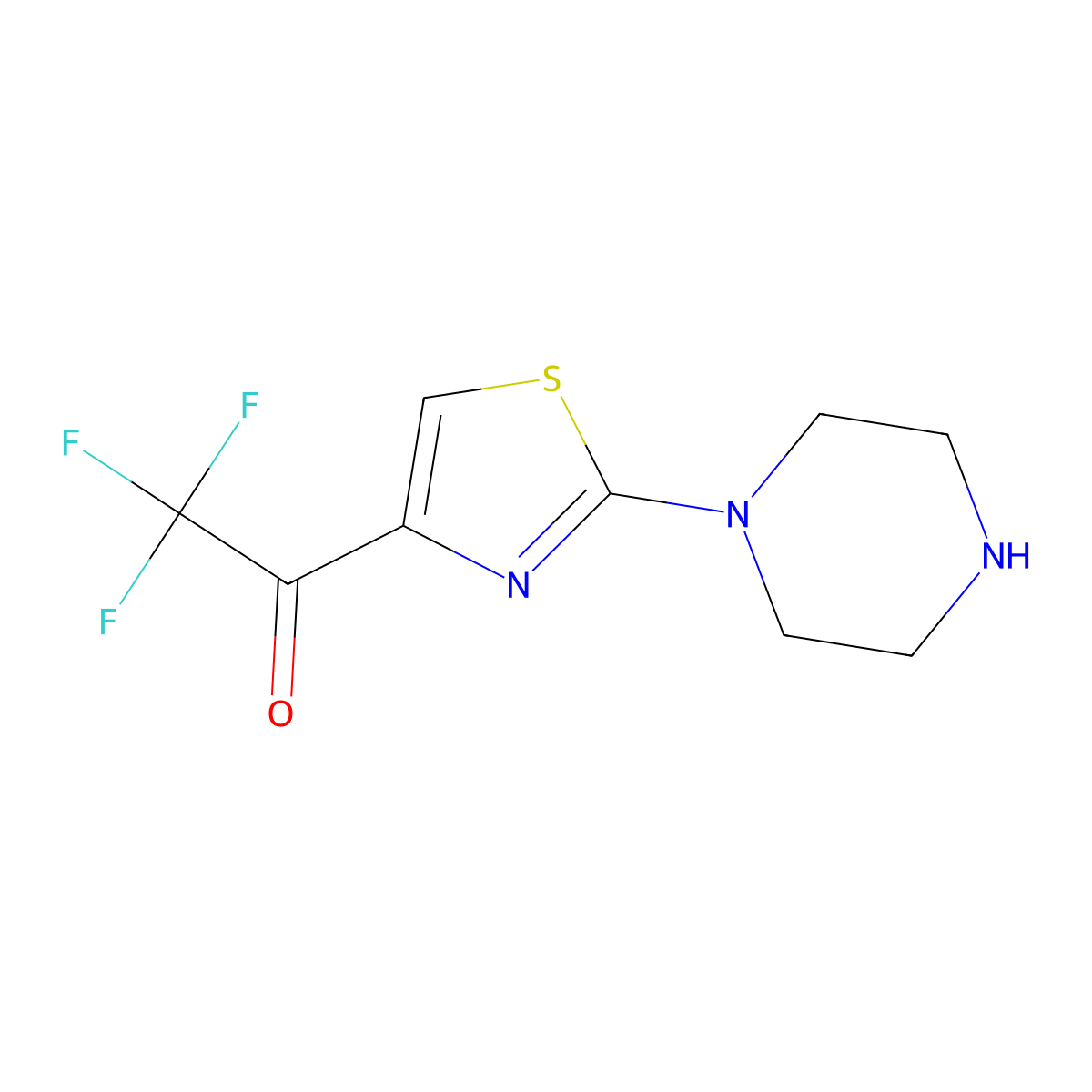 2,2,2-Trifluoro-1-[2-(piperazin-1-yl)-1,3-thiazol-4-yl]ethan-1-one molecular structure, CAS 1375473-91-8