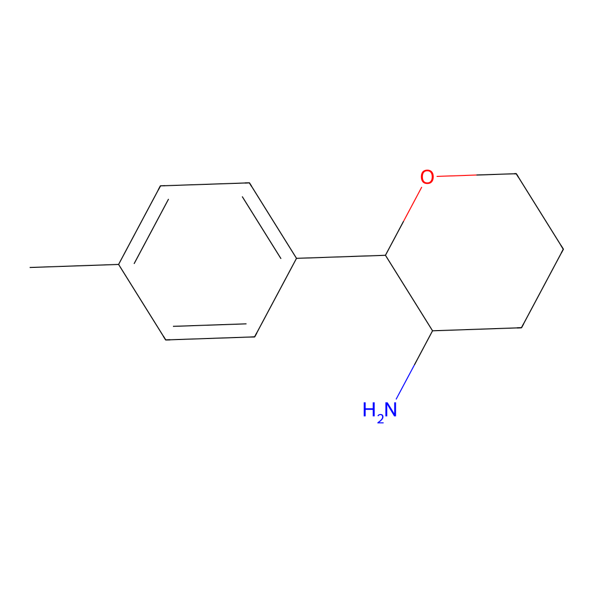 2-(4-Methylphenyl)oxan-3-amine molecular structure, CAS 1375473-96-3