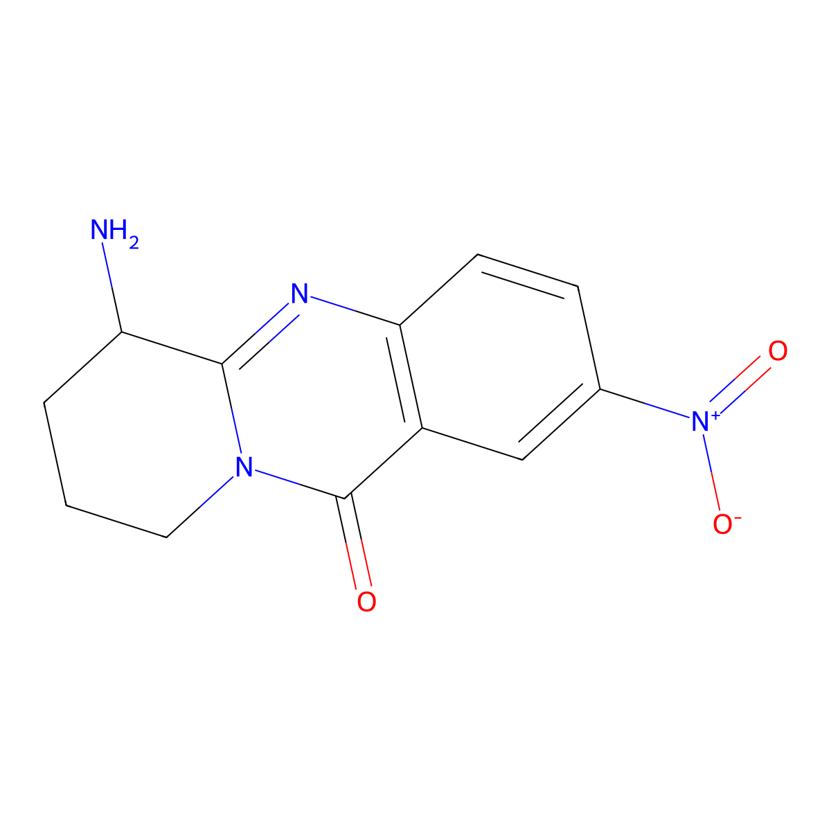 6-amino-2-nitro-6H,7H,8H,9H,11H-pyrido[2,1-b]quinazolin-11-one molecular structure, CAS 1375473-99-6