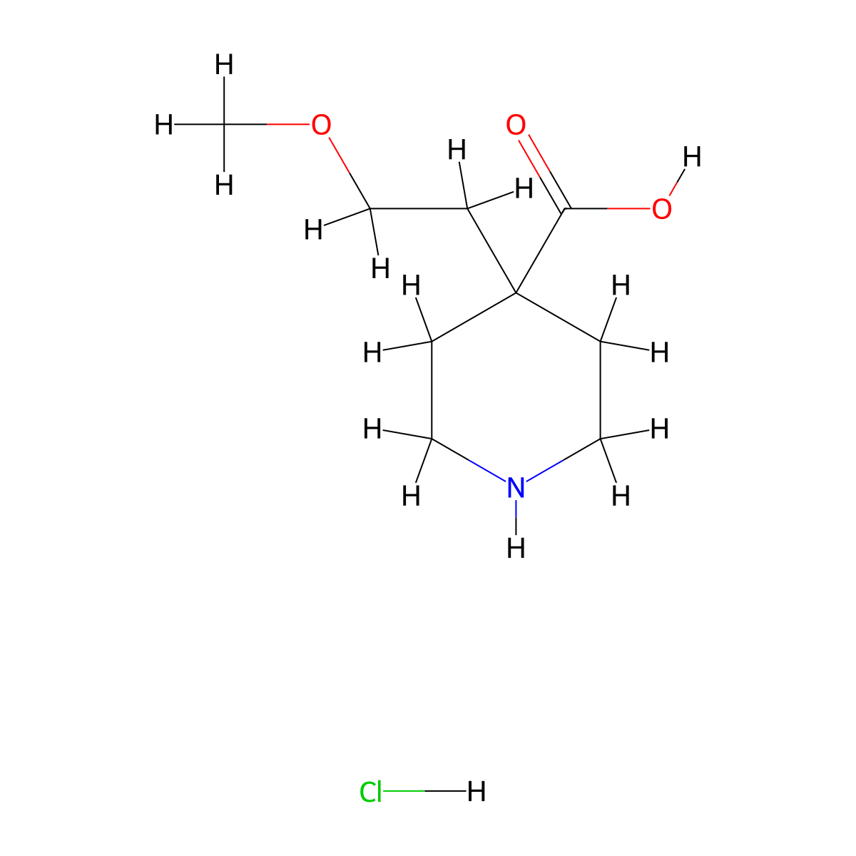 4-(2-Methoxyethyl)piperidine-4-carboxylic acid hydrochloride molecular structure, CAS 1375474-00-2