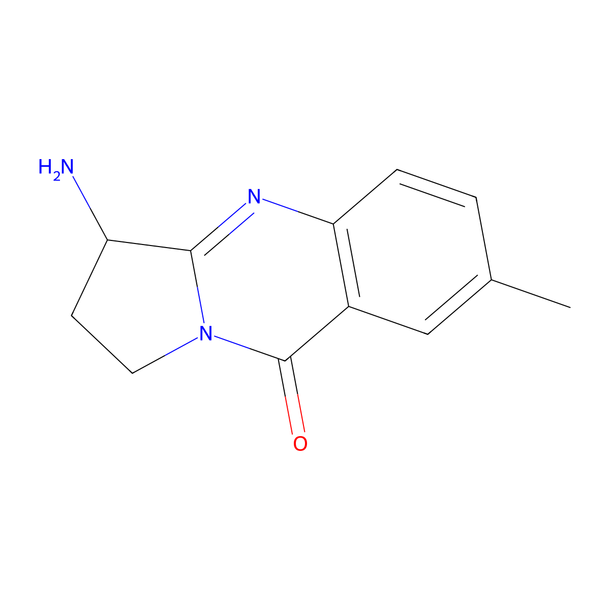 3-amino-7-methyl-1H,2H,3H,9H-pyrrolo[2,1-b]quinazolin-9-one molecular structure, CAS 1375474-02-4