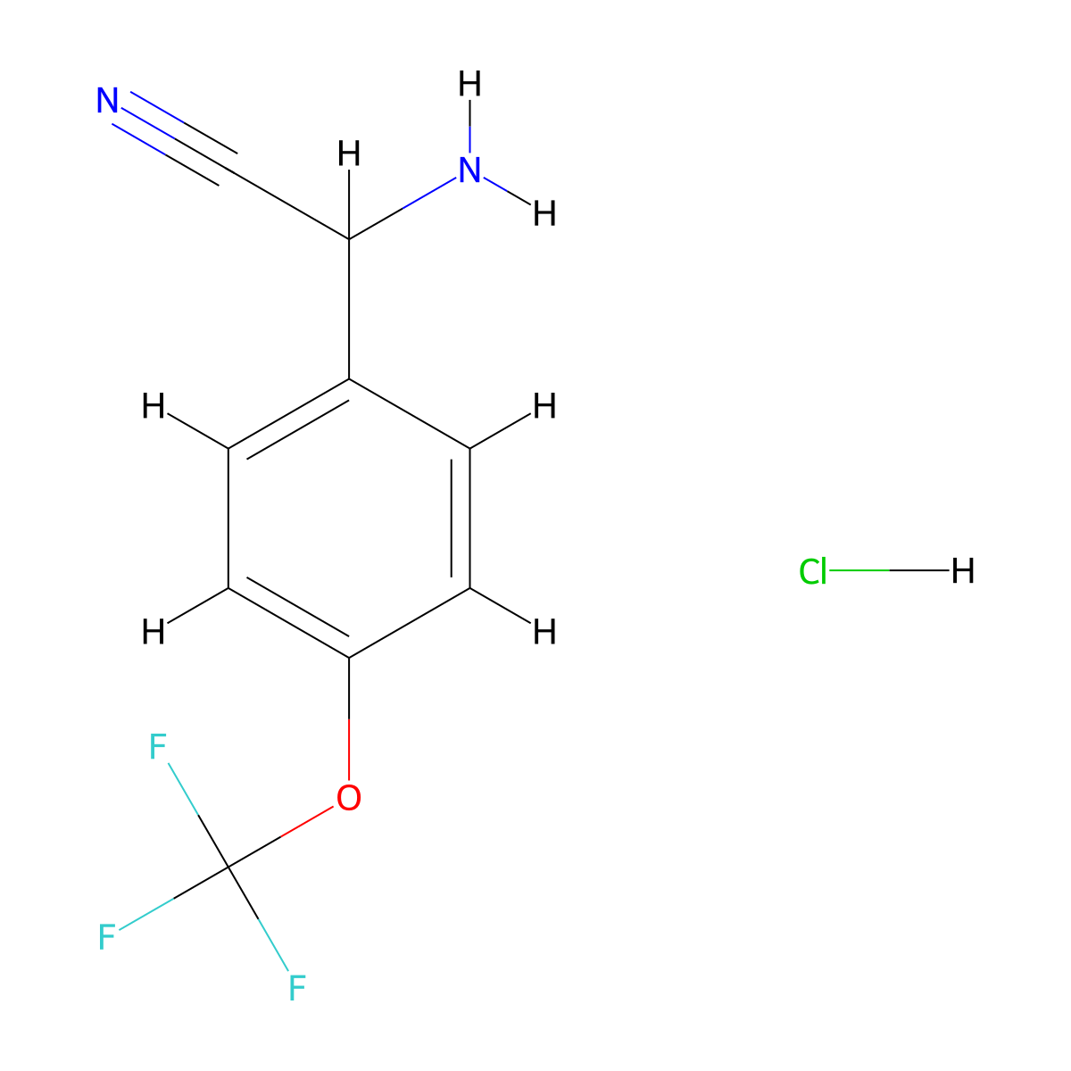2-Amino-2-[4-(trifluoromethoxy)phenyl]acetonitrile hydrochloride molecular structure, CAS 1375474-19-3