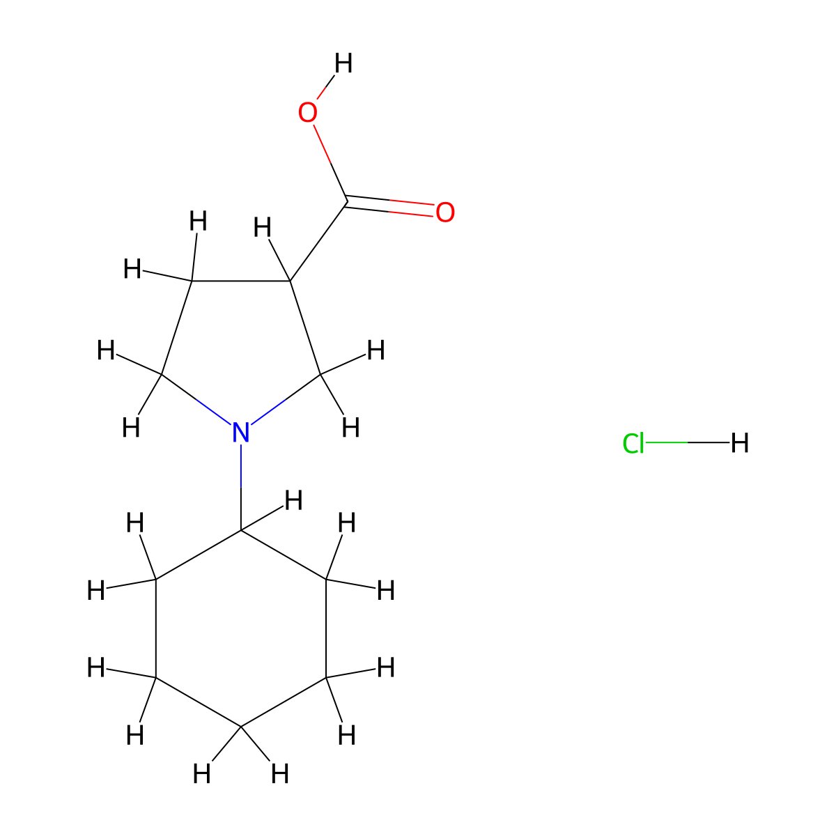 1-Cyclohexylpyrrolidine-3-carboxylic acid hydrochloride molecular structure, CAS 1375474-24-0