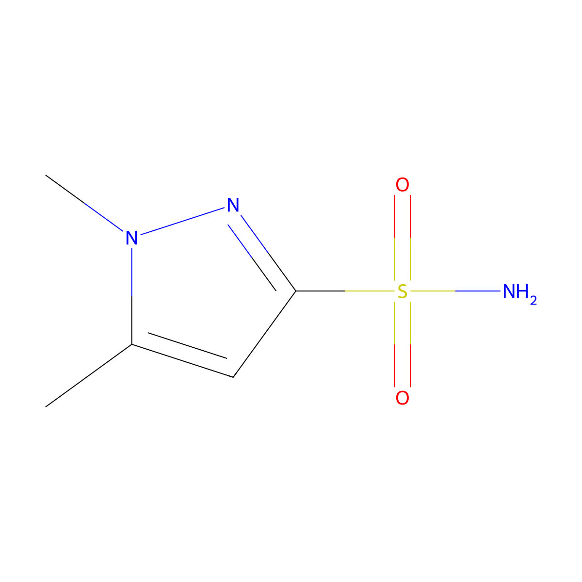 1,5-dimethyl-1H-pyrazole-3-sulfonamide molecular structure, CAS 1375474-25-1