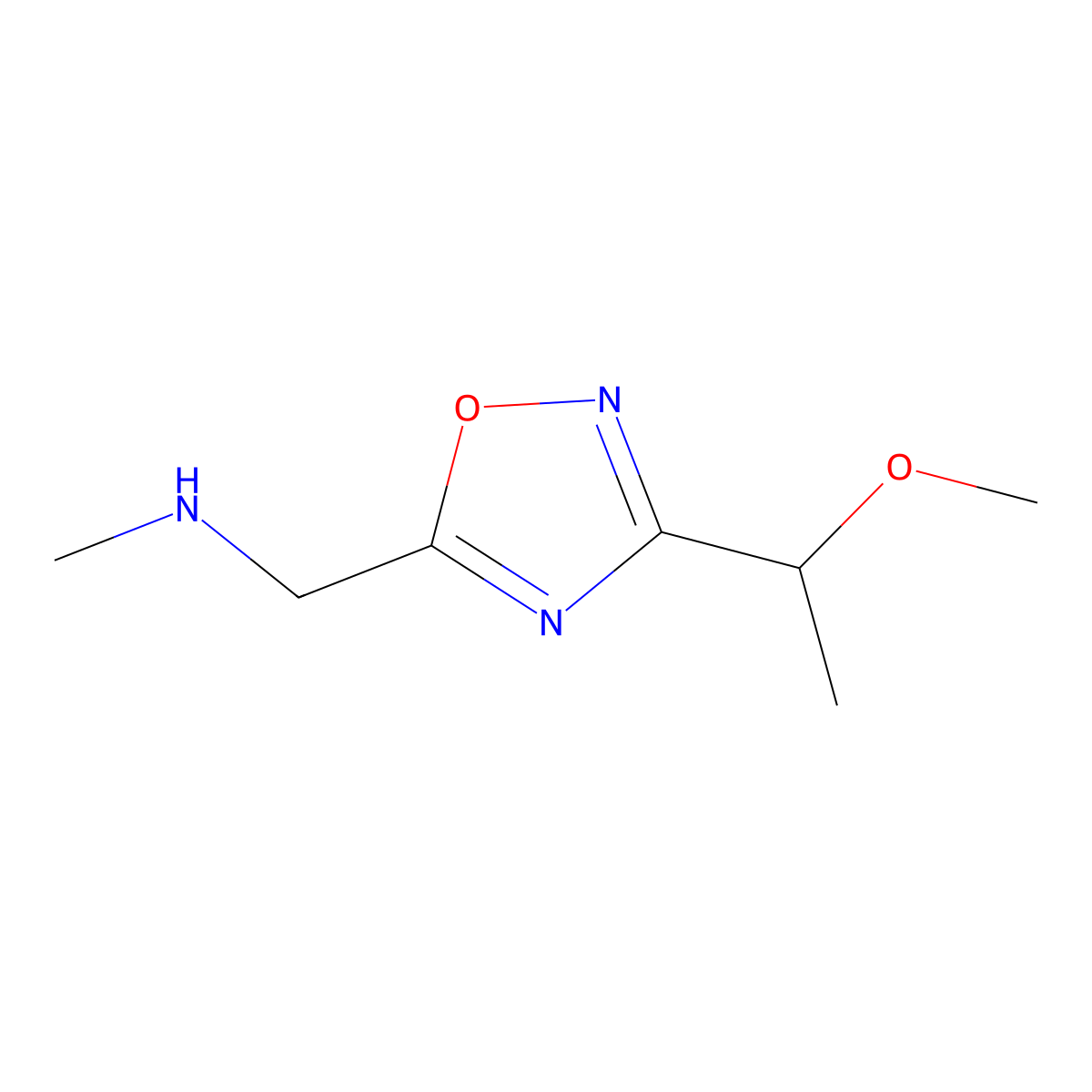 {[3-(1-Methoxyethyl)-1,2,4-oxadiazol-5-yl]methyl}(methyl)amine molecular structure, CAS 1375474-31-9